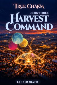 Book cover of Harvest Command, Book 3 of The First Crossing in the True Charm saga.